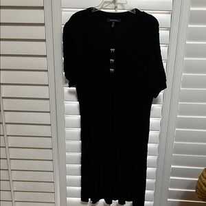 Ellen Tracy Black Midi Dress with Button Details